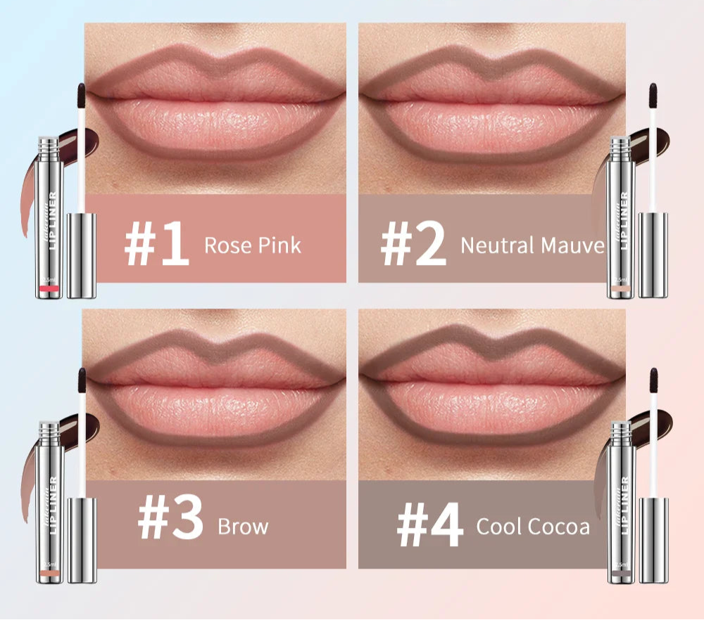4Colors Highly Pigmented Lip Liner Tattoo Matte Peel off Enhance Lip Liner Lasting Lip Stain Waterproof Transfer-Proof Lipstick