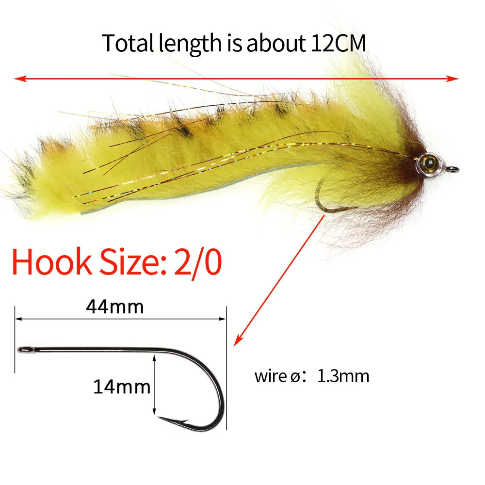 3pcs Big Hare Strip Streamer #2/0 (12.2 cm)