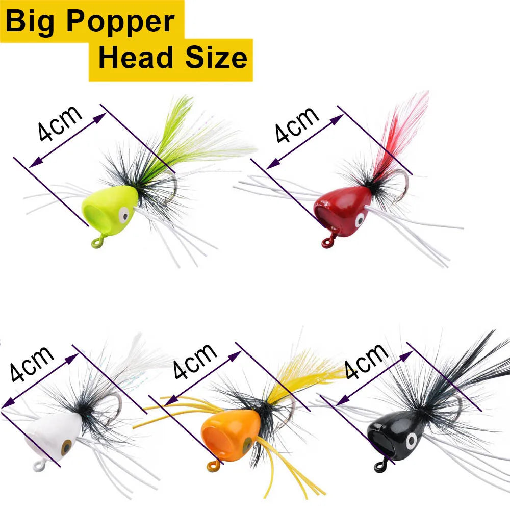 15pcs Premium Popper Flies