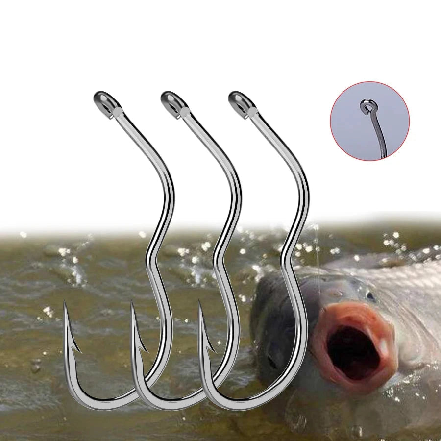 12pcs Carbon Steel Fishing Hook With Ring