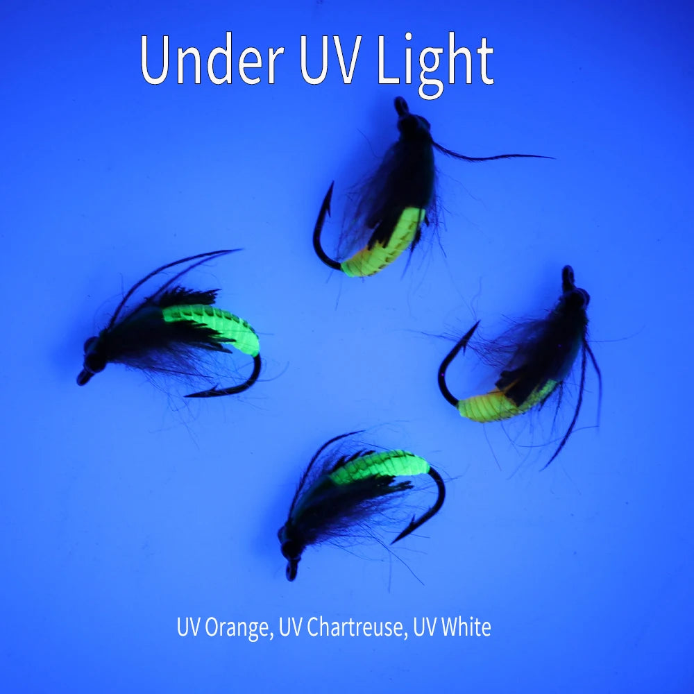 6pcs UV Chartreuse Nymph #10