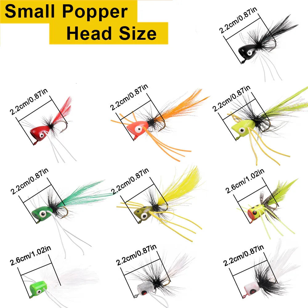 15pcs Premium Popper Flies