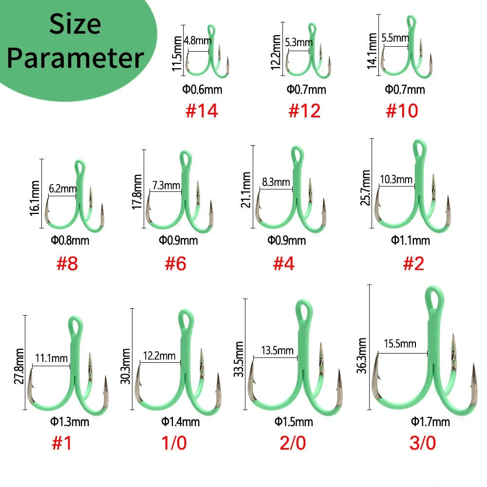 10PCS Red Treble Hooks