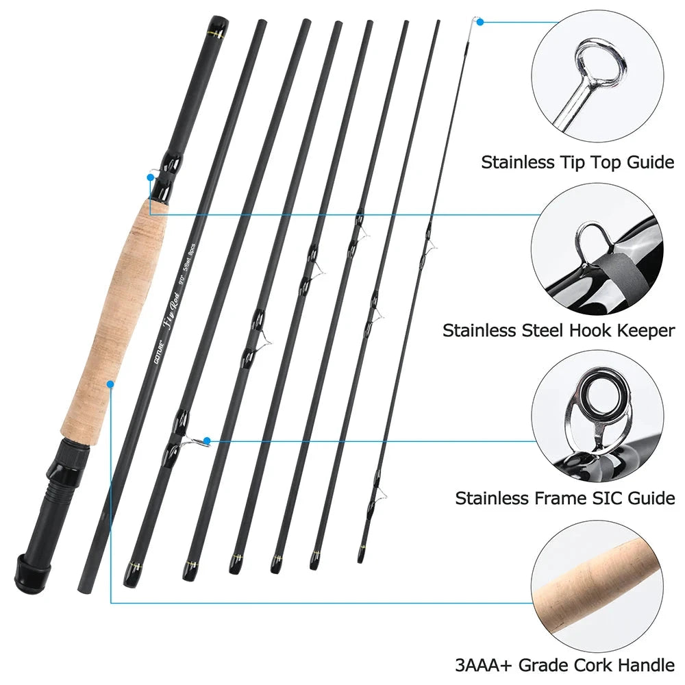 #5/6 9FT 8 Sections Carbon Fiber Fly Rod Set