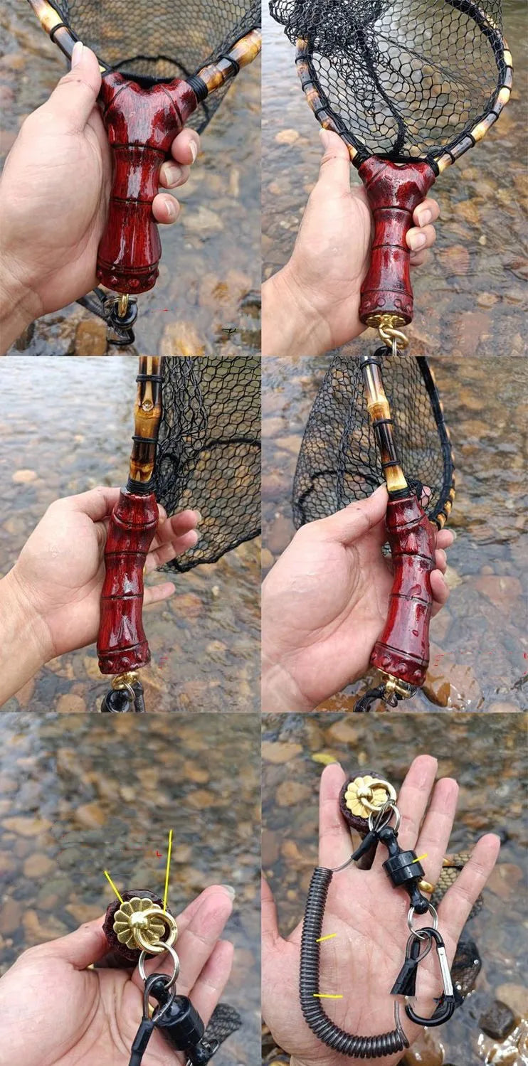 Pure Handmade Wooden handle Fly Fishing Net