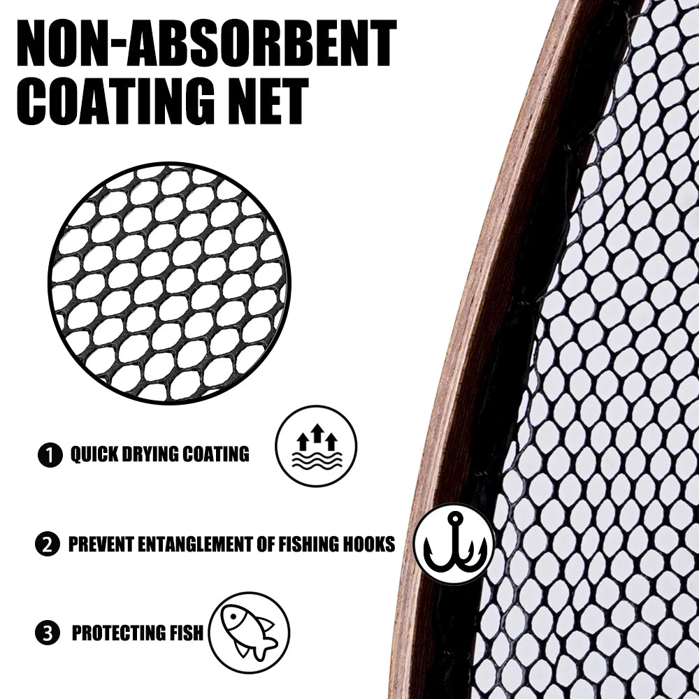 High Grade Wood Fly Fishing Net 35cm x 16cm